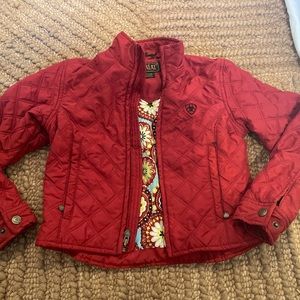 Girls brick red Ariat quilted moto jacket